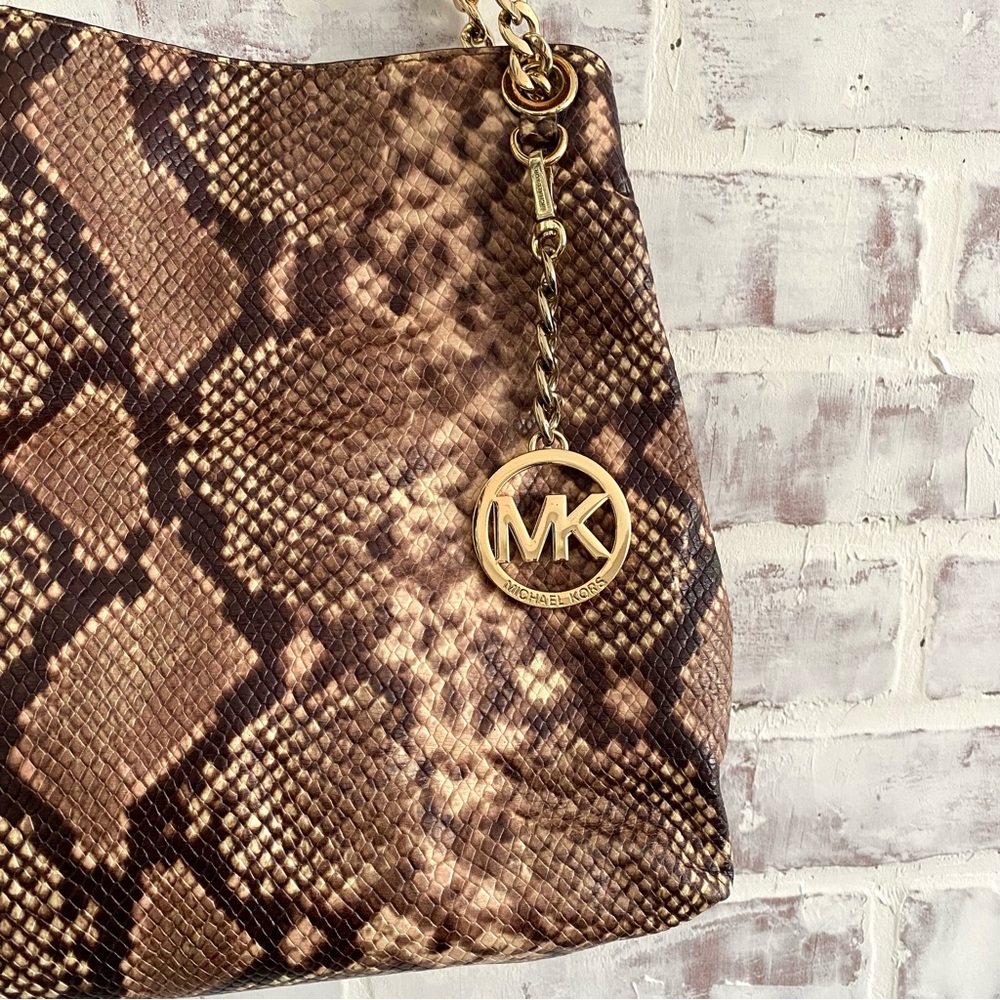 Michael Kors Python Embosed Jet Set Chain Large T… - image 4